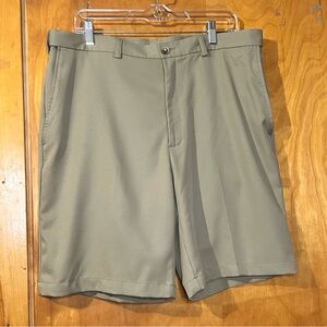 Haggar Tan Flat Front Shorts Wrinkle-Resistant